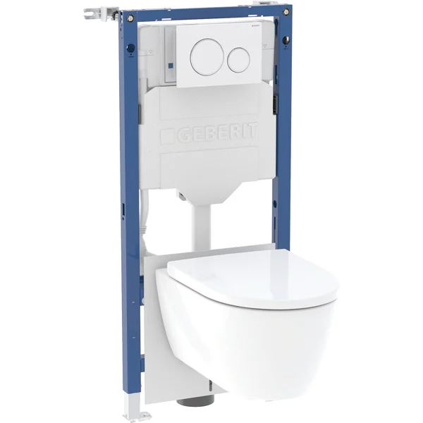 118.404.11.3 Geberit Duofix fali WC-szerelőelem készlet, 112 cm, 12 cm-es Sigma falsík alatti öblítőtartállyal, Sigma20 működtetőlap, round, iCon fali WC, Rimfree (118.404.11.3) - Image 1