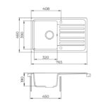 EVIDO Home 45S gránit mosogató, 765 x 460mm - Platina (442065) - Image 2