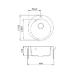 EVIDO Tondo kerek gránit mosogató, 505 mm - Platina (442067) - Image 2