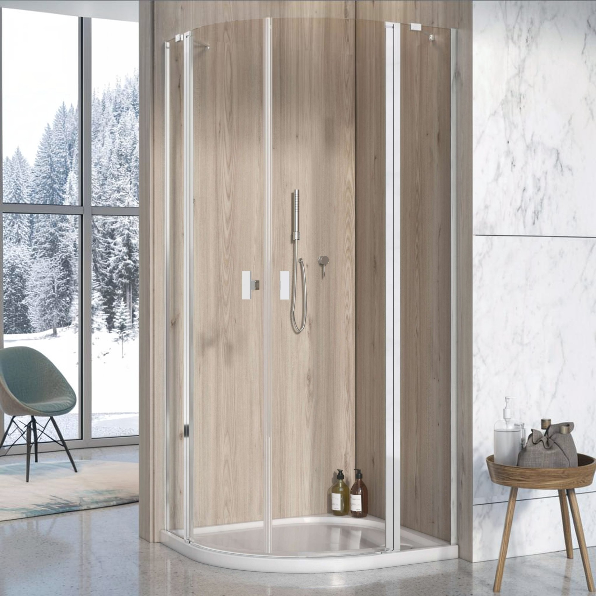 Nes PDD II-180948 Radaway Nes 6 PDD II 80x80 cm íves zuhanykabin - króm - Image 1