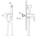Sapho CUBEMIX falbasüllyesztett csaptelep bidézuhannyal, matt arany (CM040GB) - Image 4