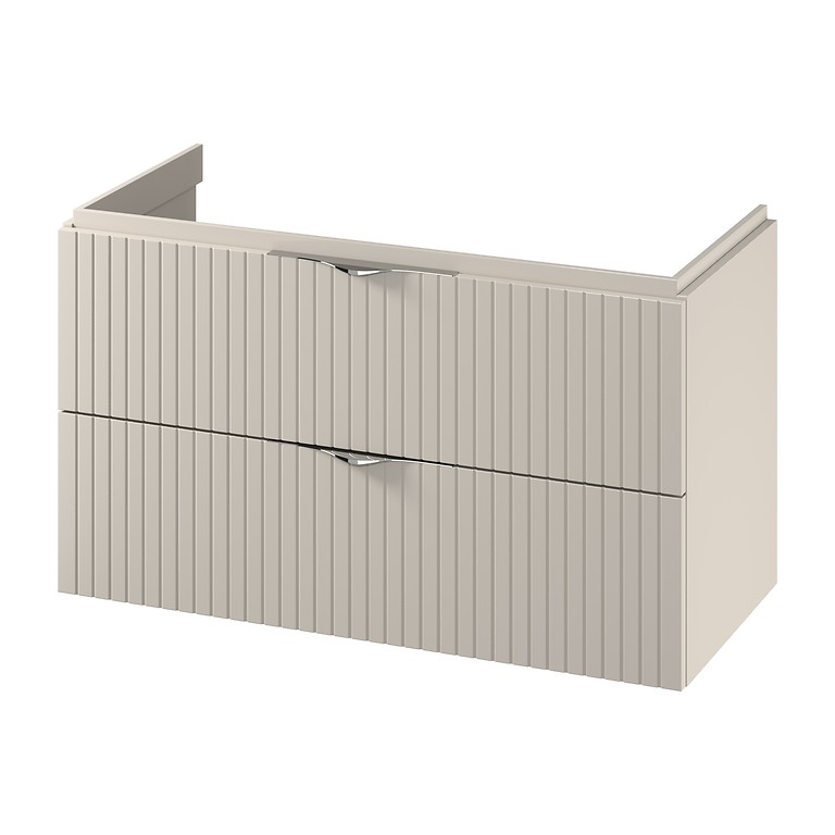 s1015-013_tirso_100_washbasin_cabinet_cashmere_matt_with_chrome_handle,qnuMpq2lq3GXrsaOZ6Q Cersanit Tirso 100x45 cm alsószekrény- kasmír (S1015-013) | Lapraszerelt - Image 1
