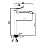Sapho SUGA magasított mosdócsaptelep, leeresztő nélkül gun metal(TJ006GM) - Image 2