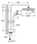 Grohe Tempesta System 250 Flex zuhanyrendszer diverterrel falra szereléshez - matt fekete (269802431) - Image 5