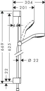 Hansgrohe Croma Select S zuhanyszett 1jet, 65 cm, króm/fehér (26564400) - Image 3