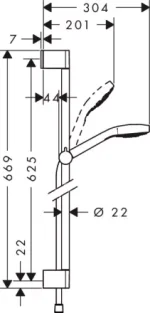 Hansgrohe Croma Select E 1 jet zuhanyszett 65 cm-es zuhanyrúddal, króm/fehér (26584400) - Image 2