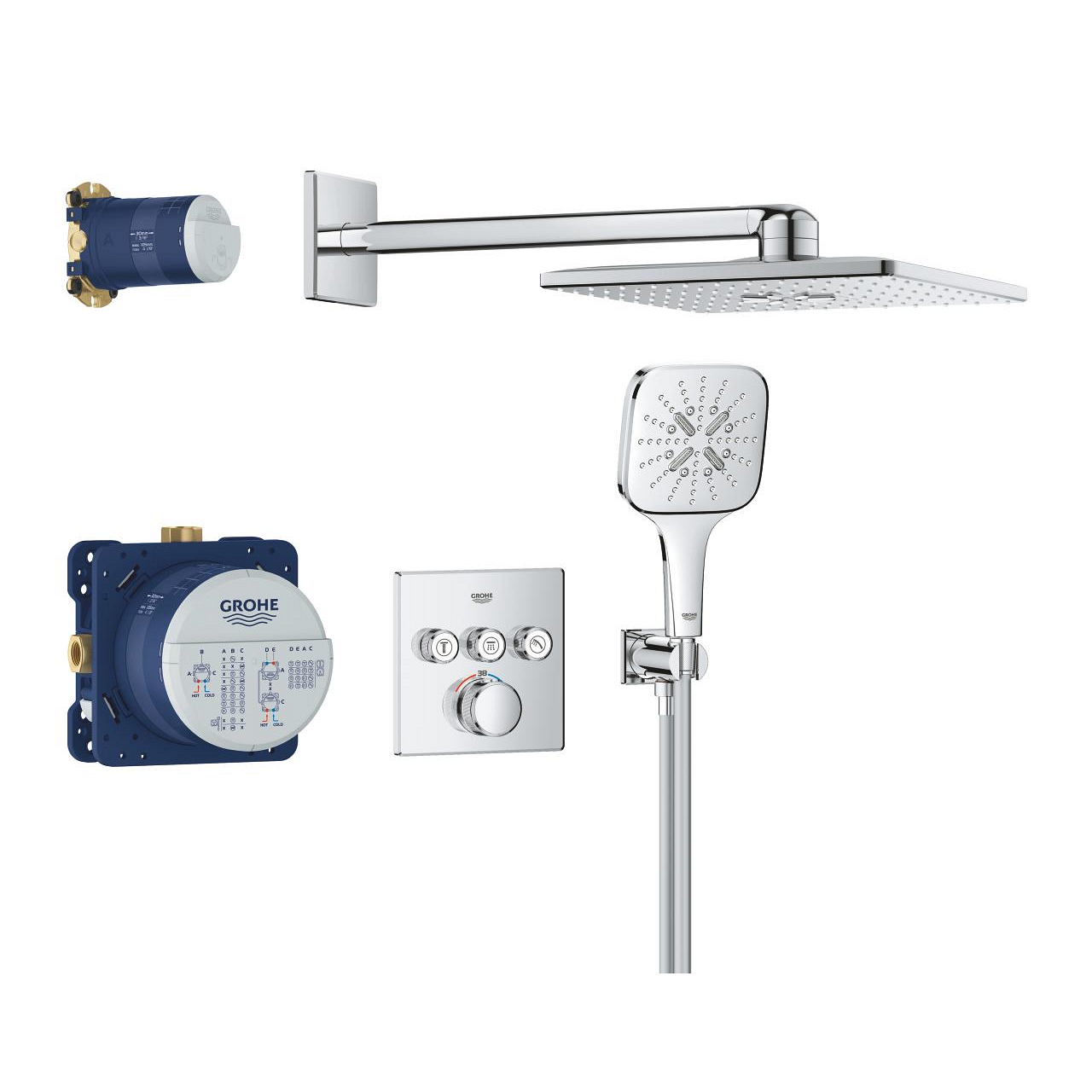 34864000_1_1 Grohtherm SmartControl Rejtett zuhanyrendszer Rainshower SmartActive 310 Cube fejzuhannyal (34864000) - Image 1