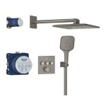 Grohtherm SmartControl Rejtett zuhanyrendszer Rainshower SmartActive 310 Cube fejzuhannyal - Brushed Hard Graphite (34864AL0)