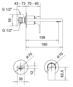 BUGNATESE SIMPLE (6645CR) Fali mosdó csaptelep - Image 2