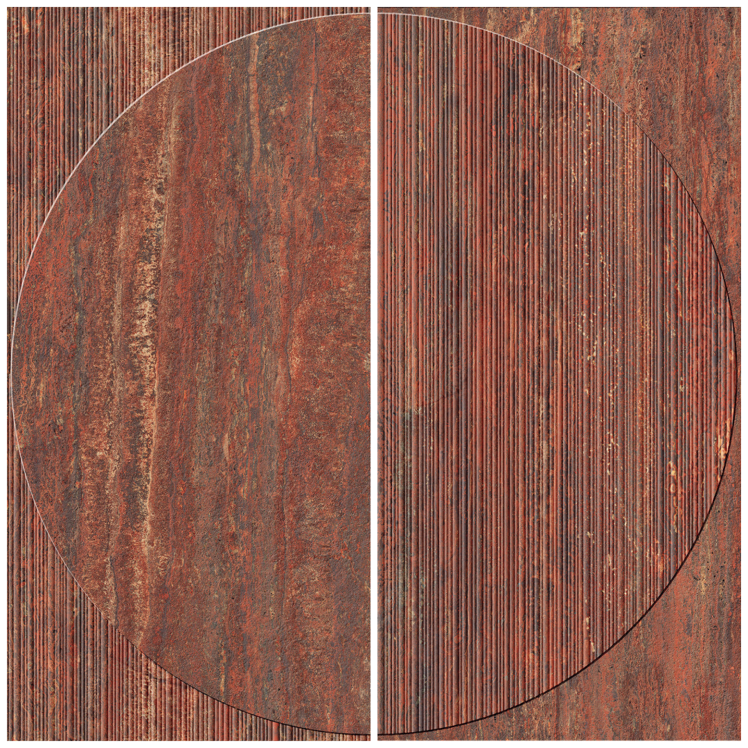 photo-collage.png (1) Italgraniti I Travertini Decoro Radio 3D Rosso Vein Cut 120x120cm (TR07DRD) - Image 1