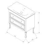 RETRO mosdótartó szekrény, 2 fiókkal, 83,5x80x43cm, antik fehér (1631) - Image 2