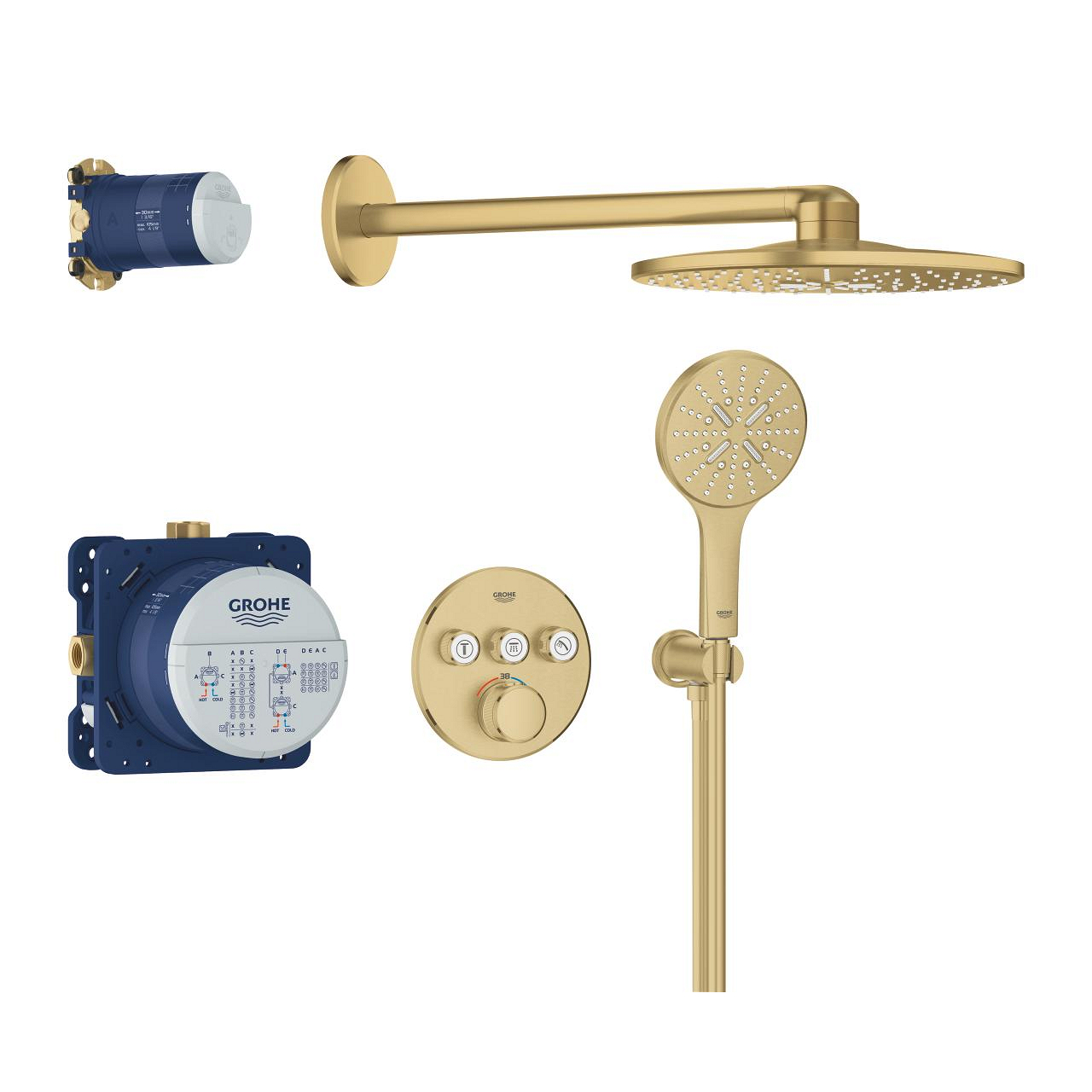 34863GN0_1_1 Grohe Grohtherm Smartcontrol falsík alatti termosztástos zuhanyrendszer - Rainshower SmartActive 310 fejzuhannyal - Brushed Cool Sunrise (34863GN0) - Image 1