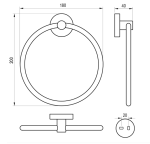 Ravak Kona KN 300 kör alakú törölközőtartó, matt fekete - Image 2