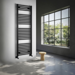 AQUALINE DIRECT fürdőszobai radiátor – egyenes (H-forma), 450 × 1320 mm, 594 W, matt fekete (ILR34B) - Image 2