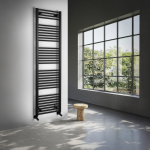 AQUALINE DIRECT fürdőszobai radiátor – egyenes (H-forma), 450 × 1680 mm, 757 W, matt fekete (ILR64B) - Image 2