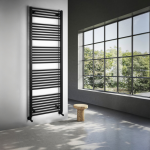 AQUALINE DIRECT fürdőszobai radiátor – egyenes (H-forma), 600 × 1680 mm, 1013 W, matt fekete (ILR66B) - Image 2