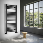 AQUALINE DIRECT fürdőszobai radiátor – egyenes (H-forma), 450 × 960 mm, 447 W, fekete (ILR94B) - Image 3