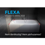 M-Acryl Flexa vágható egyenes akril kád 189 × 81 cm – vágható 171 × 72 cm-re
