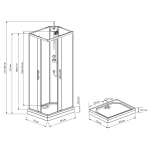 Aqualine GRANVIK szögletes zuhanykabin 90×70×210 cm – transzparens üveggel - Image 2