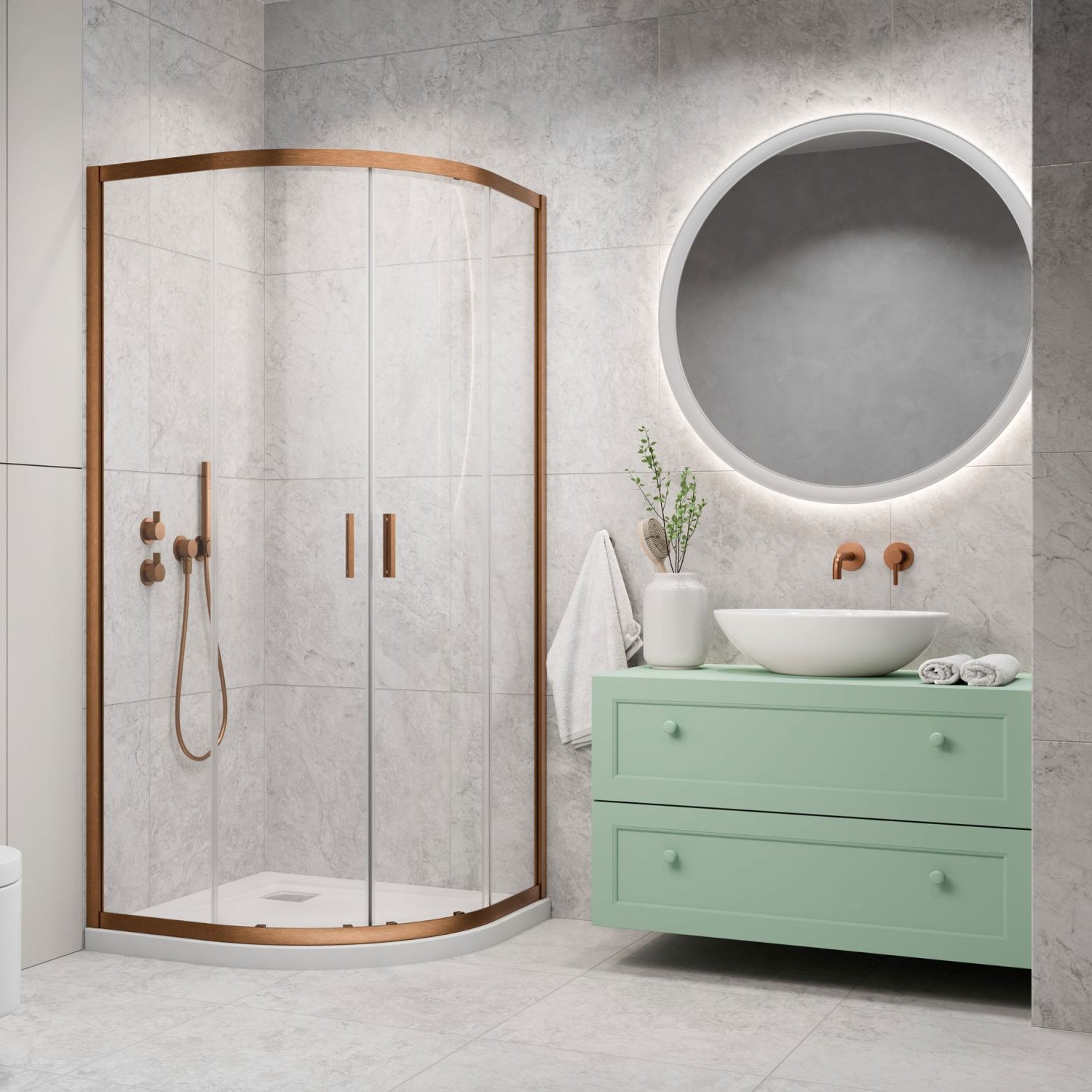 Radaway-Alienta-Brushed-Copper-A-E-enterior-142742 Radaway Alienta Brushed Copper íves dupla tolóajtós zuhanykabin
