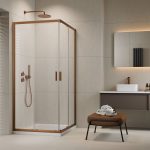 Radaway Alienta Brushed Copper szögletes zuhanykabin réz profillal
