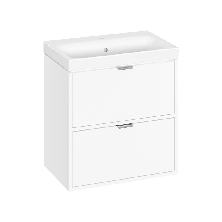 s4007-003_set_c640_atrato_60_washbasin_cabinet_slim_white_mat_with_moduo_furniture_washbasin_with_handle_silver,qnuMpq2lq3GXrsaOZ6Q Cersanit Atrato Slim 60x38 mosdószekrény mosdóval, Matt fehér (S4007-003) - Image 1
